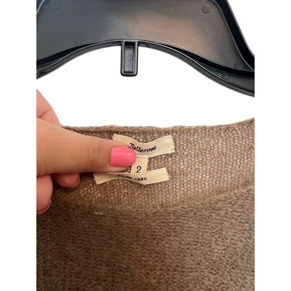 Bellerose Womens Colorblock Sweater Size 2 Beige & Navy Mohair Blend Long Sleeve - Picture 4 of 4